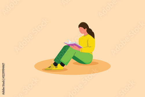 Book reading concept. Colored flat vector illustration isolated.