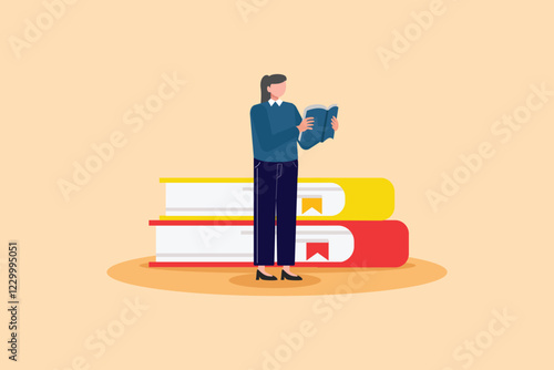 Book reading concept. Colored flat vector illustration isolated.