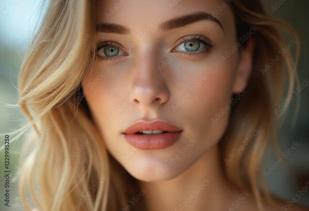 Close-up photo of the face of a light-skinned woman Close-up photo of the face of a light-skinned woman