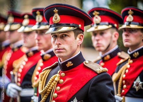 British Army Soldiers in Ceremonial Dress, Portrait Photography photo