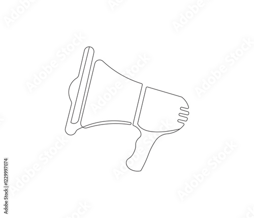 Public horn speaker in one continuous line drawing. Megaphone symbol of business and attention hire job. Speaker in simple linear style. Editable outline illustration