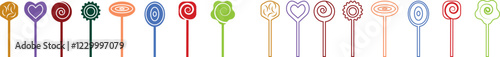 Sweets and candy icon set. Chocolate bars, caramel, toffee and lollipop on sticks, marmalade bears. Confectionery shop elements for birthday kids present cartoon flat isolated vector collection.