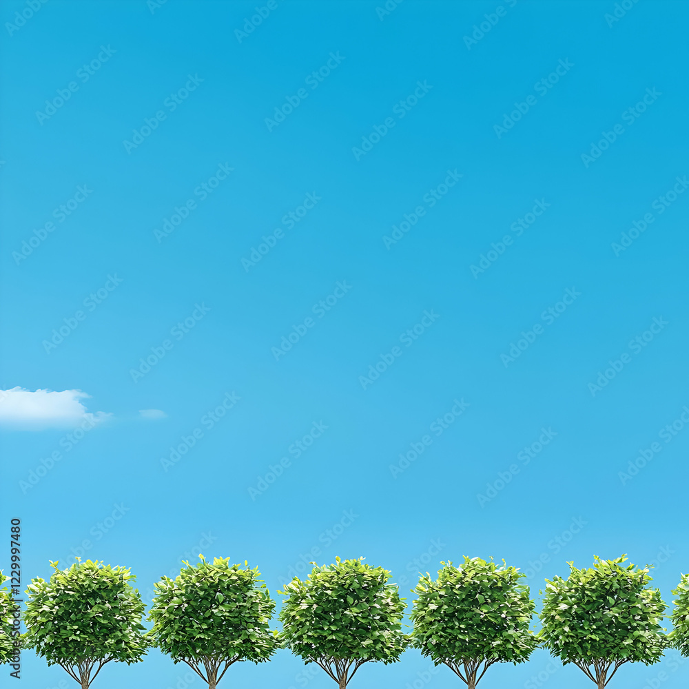 Obraz premium Green trees, blue sky, nature, spring