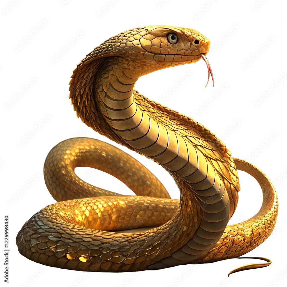 Fototapeta premium gold snake cut out, clipping path, social media, web, close up, PNG transparent,