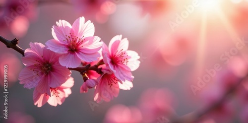 Wallpaper Mural Sunlit cherry blossoms, vibrant petals, soft light, vibrant, pretty Torontodigital.ca