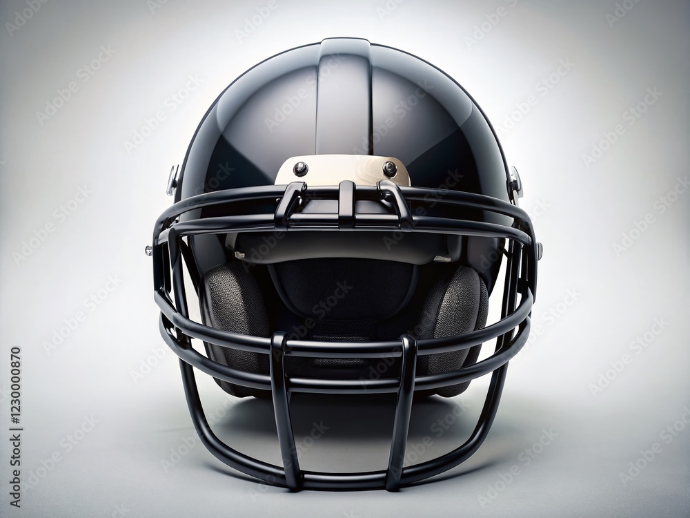 Fototapeta premium Black Football Helmet on White Background - Sports Equipment Stock Photo