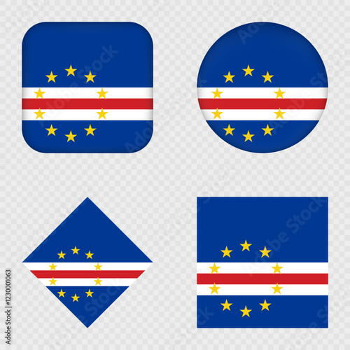 Cape Verde Flag Icons Pack. Vector illustration.