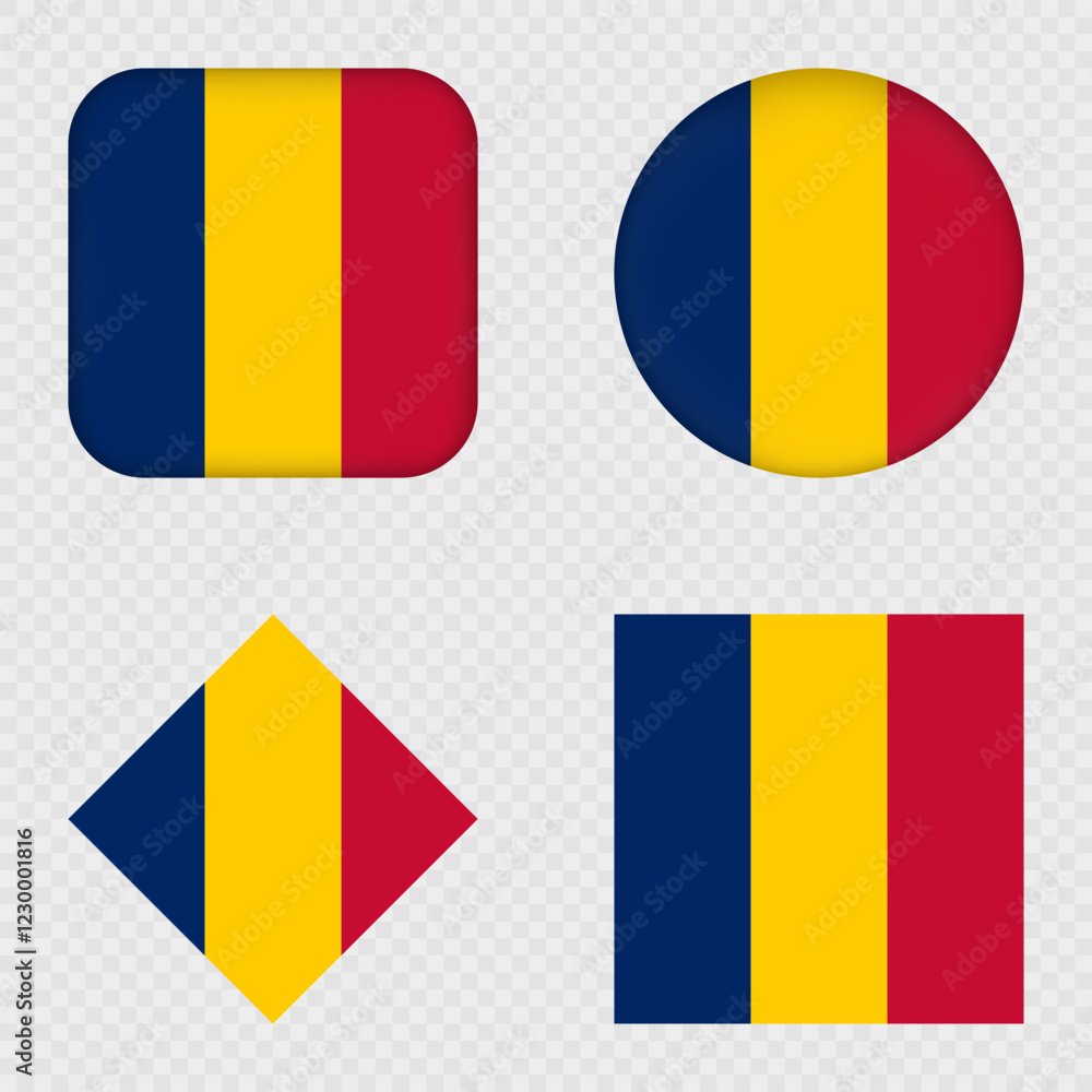 Fototapeta premium Chad Flag Icons Pack. Vector illustration.