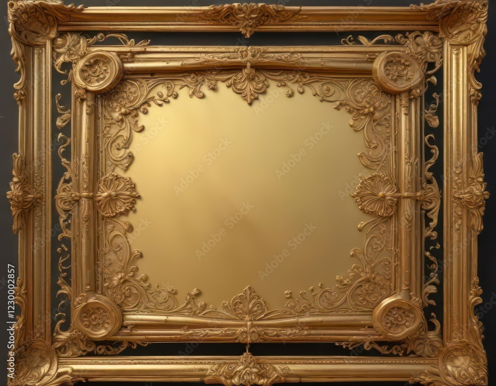 Obraz premium Golden scroll frame with intricate patterns and textures, antique scroll patterns, vintage scroll frames, ornate scroll frames