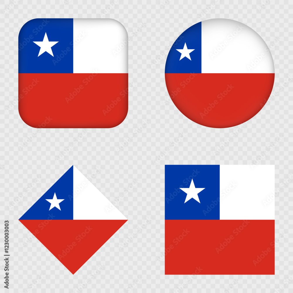 Chile Flag Icons Pack. Vector illustration. Chile Flag Icons Pack. Vector illustration.