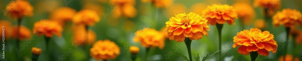 Marigold flowers in a garden bed with other flowers, gardenia, blooms, flowers Marigold flowers in a garden bed with other flowers, gardenia, blooms, flowers