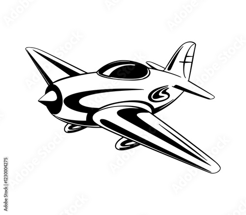 Aircraft, airplane, airline logo or label. Journey, air travel, airliner symbol. Vector illustration
