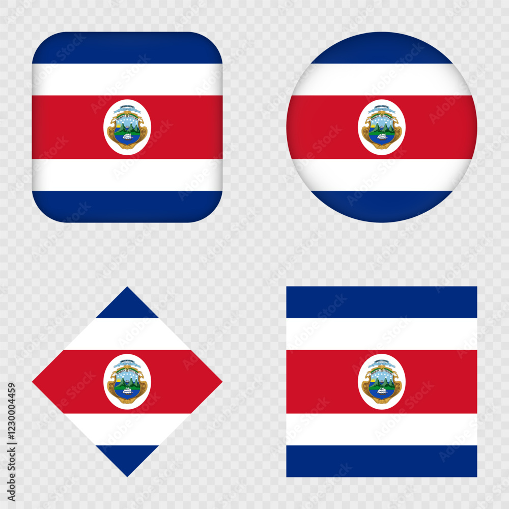 Costa Rica Flag Icons Pack. Vector illustration. Costa Rica Flag Icons Pack. Vector illustration.