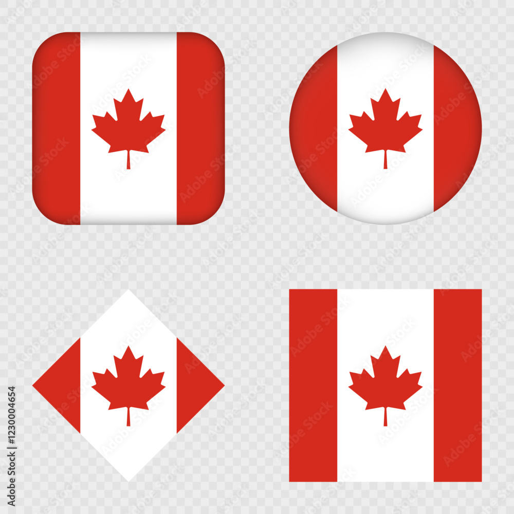 Canada Flag Icons Pack. Vector illustration. Canada Flag Icons Pack. Vector illustration.