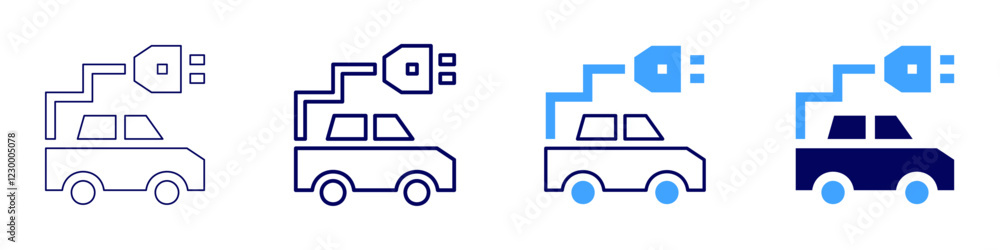 Electric car brands icon in 4 different styles. Thin Line, Line, Bold, and Bold Line. Duotone style. Editable stroke Electric car brands icon in 4 different styles. Thin Line, Line, Bold, and Bold Line. Duotone style. Editable stroke
