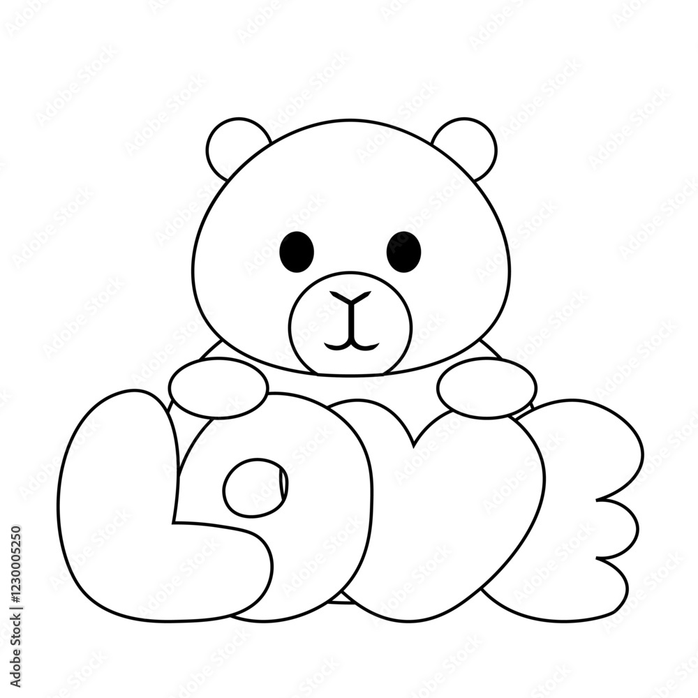 Fototapeta premium Cute Capybara with the word Love in black and white