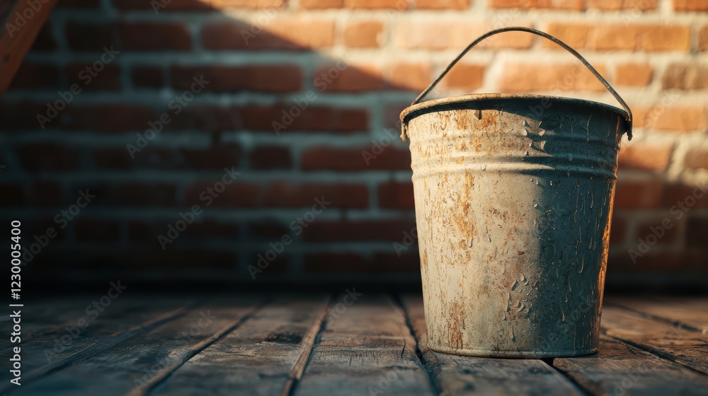 Damaged attic roof with visible water leaks, pooling on wooden beams, and a bucket collecting drips, emphasizing home repair needs Damaged attic roof with visible water leaks, pooling on wooden beams, and a bucket collecting drips, emphasizing home repair needs