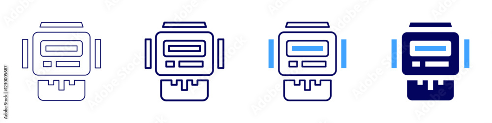 Electric meter icon in 4 different styles. Thin Line, Line, Bold, and Bold Line. Duotone style. Editable stroke Electric meter icon in 4 different styles. Thin Line, Line, Bold, and Bold Line. Duotone style. Editable stroke
