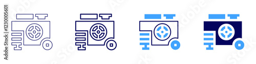 Electric generators icon in 4 different styles. Thin Line, Line, Bold, and Bold Line. Duotone style. Editable stroke
