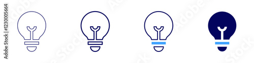 Electric lightbulb icon in 4 different styles. Thin Line, Line, Bold, and Bold Line. Duotone style. Editable stroke