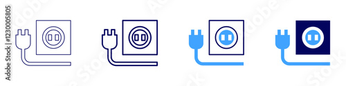 Electric plug icon in 4 different styles. Thin Line, Line, Bold, and Bold Line. Duotone style. Editable stroke