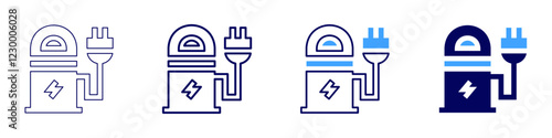 Electric station icon in 4 different styles. Thin Line, Line, Bold, and Bold Line. Duotone style. Editable stroke
