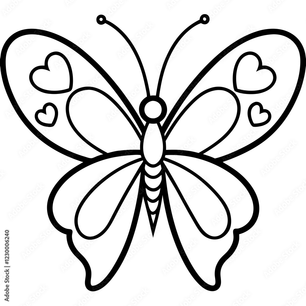 Heart-Inspired Butterfly Line Art Design Heart-Inspired Butterfly Line Art Design