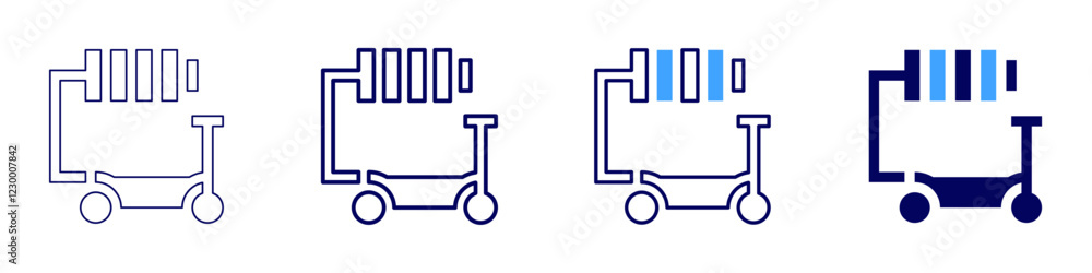 Electricity scooter icon in 4 different styles. Thin Line, Line, Bold, and Bold Line. Duotone style. Editable stroke Electricity scooter icon in 4 different styles. Thin Line, Line, Bold, and Bold Line. Duotone style. Editable stroke