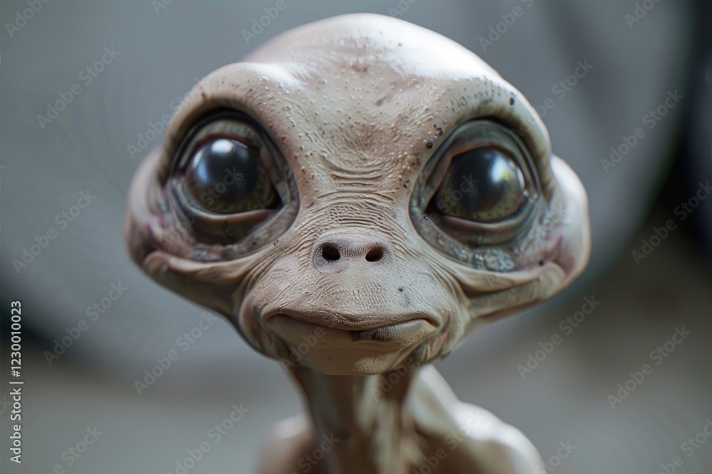Very detailed alien with big eyes is posing with a neutral expression Very detailed alien with big eyes is posing with a neutral expression