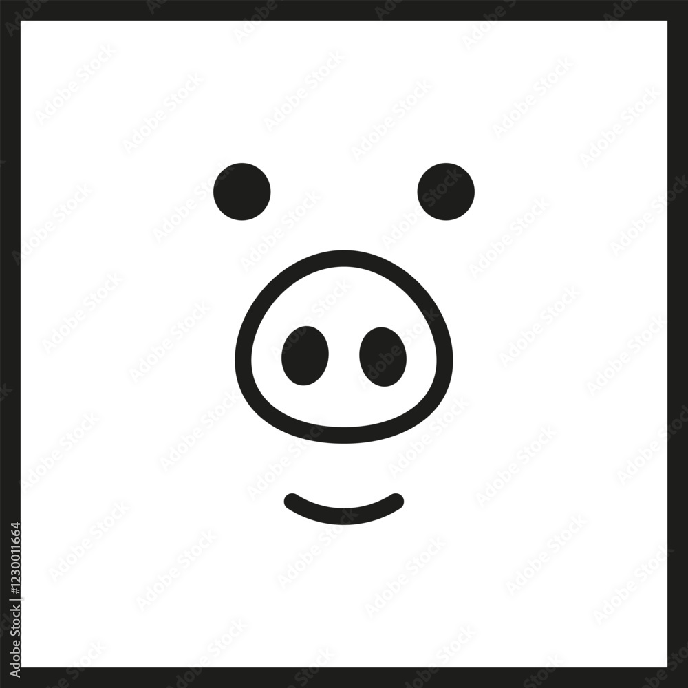 Fototapeta premium Portrait of pig face. Vector illustration and simple minimalistic flat design.