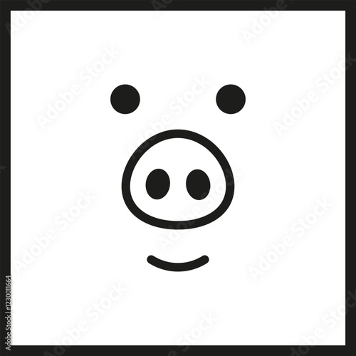 Portrait of pig face. Vector illustration and simple minimalistic flat design.