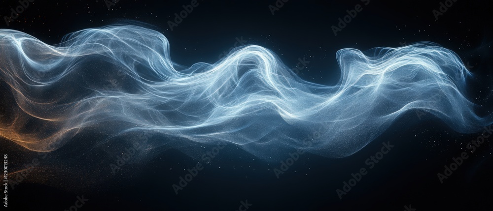 Blue and white light wave pattern on black background for abstract design or visual effects Blue and white light wave pattern on black background for abstract design or visual effects