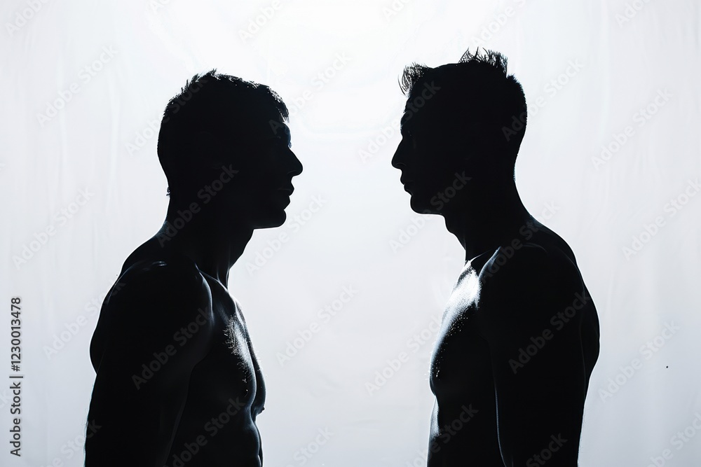 Two Silhouetted Men Facing Off Two Silhouetted Men Facing Off