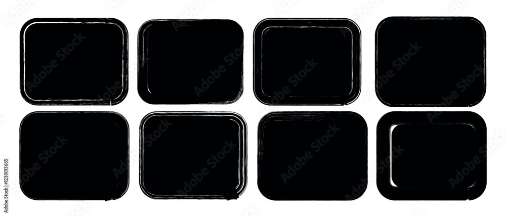 Box brush grunge frame square shape set. Grunge style set of square and rectangle shapes. Box brush frame shape set. Vector eps Box brush grunge frame square shape set. Grunge style set of square and rectangle shapes. Box brush frame shape set. Vector eps