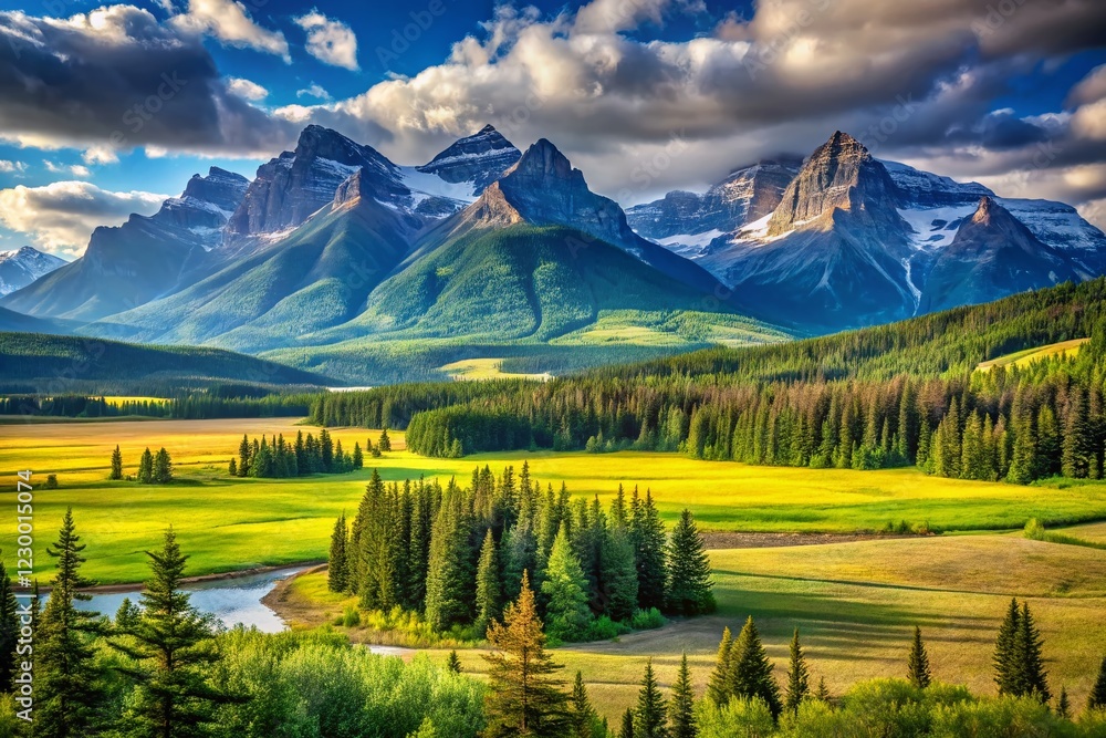 Naklejka premium Canadian Economic Recovery: Vibrant Landscape Reflecting Growth and Stability