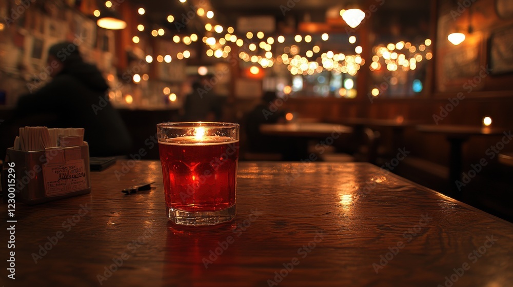 Cozy Evening Vibe with Candle and Drink in Warm Bar Atmosphere Cozy Evening Vibe with Candle and Drink in Warm Bar Atmosphere