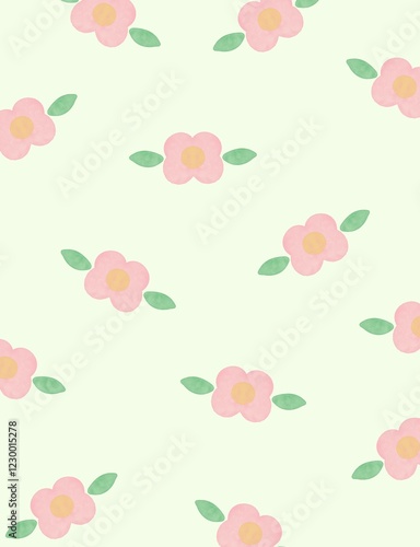 seamless pattern with pink flowers