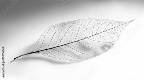 Delicate Transparent Leaf Skeleton on Light Background