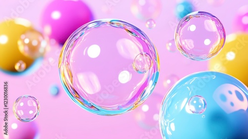 Wallpaper Mural Colorful Bubbles on a Soft Pink Background for Joyful Designs Torontodigital.ca