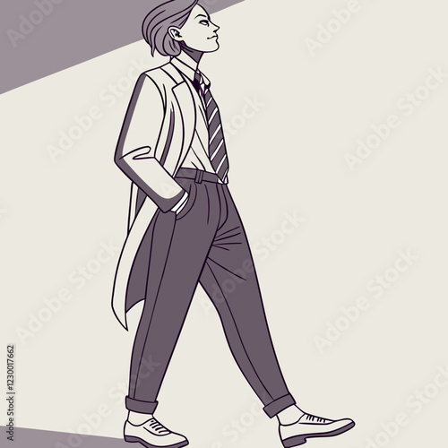 Person In Formal Attire walking confidently in a modern setting