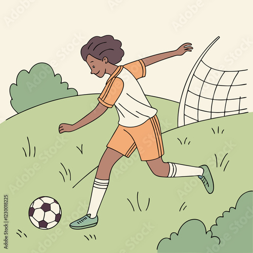 Person Playing Soccer with enthusiasm on green field