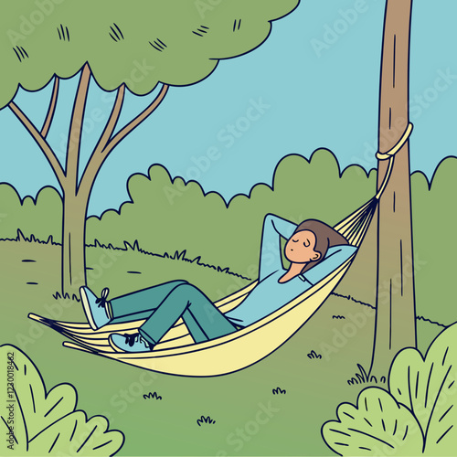 Person Resting In A Hammock in a peaceful outdoor setting