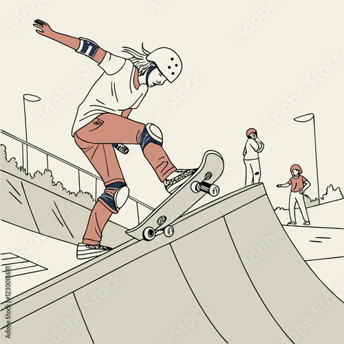 Person Skateboarding on ramp in modern skate park
