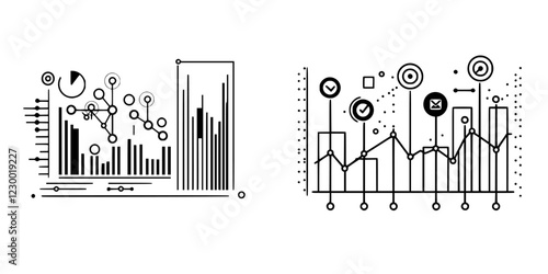 Modern data visualization showcasing charts and graphs with futuristic design elements