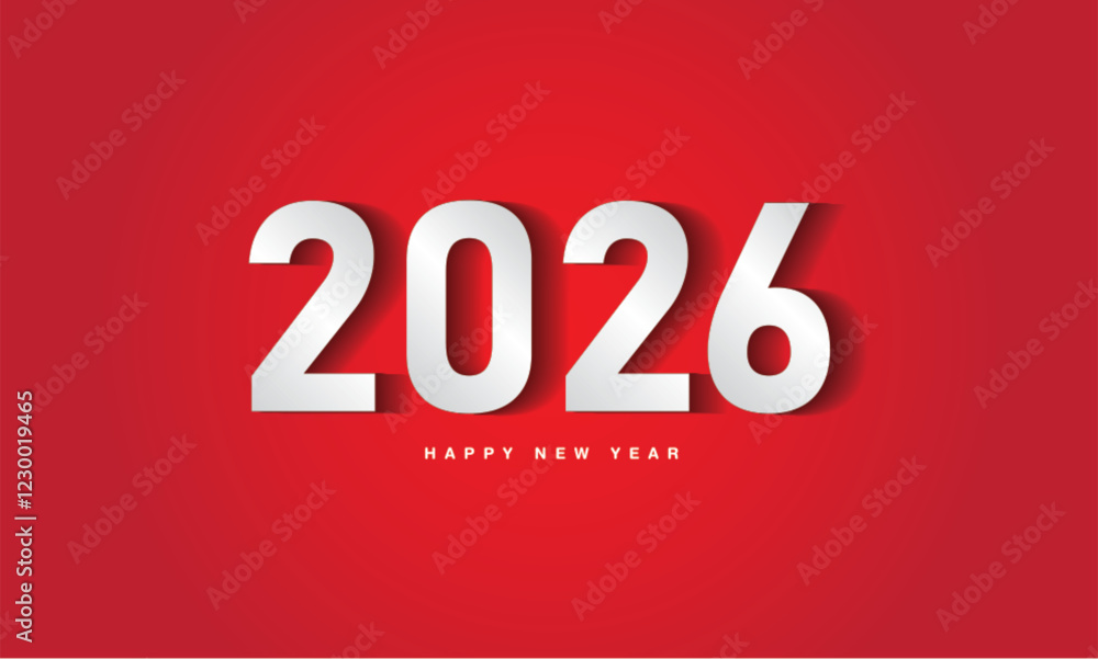 2026 Happy New Year on red background, 2026 text design, vector illustration, 2026 number design, Creative design for Greeting 2026 Happy New Year on red background, 2026 text design, vector illustration, 2026 number design, Creative design for Greeting