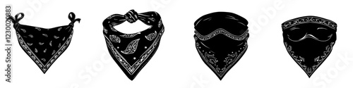 Stylish black bandanas showcasing intricate designs and unique styles in a minimalist presentation