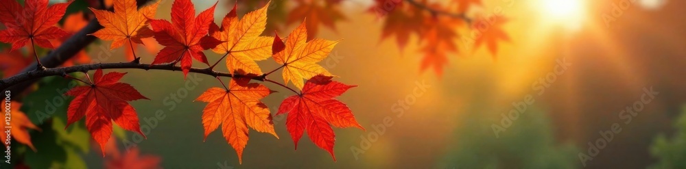 Full of colorful leaves on an autumn tree branch, foliage, branch Full of colorful leaves on an autumn tree branch, foliage, branch