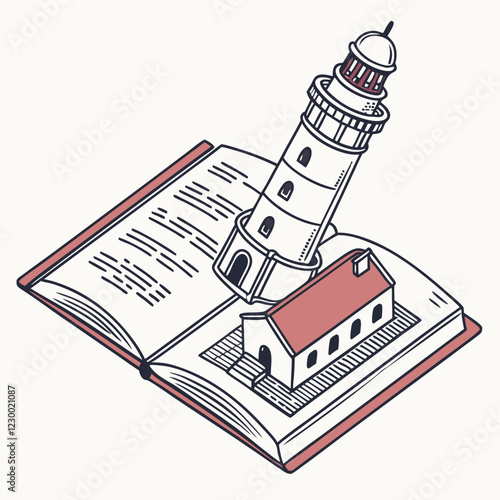 Vector illustration of book and tower