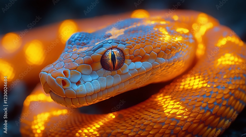 Fototapeta premium Glowing Serpent: A Close-Up of a Vibrant Snake