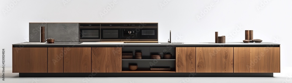 Fototapeta premium A sleek, timeless, styled kitchen counter.